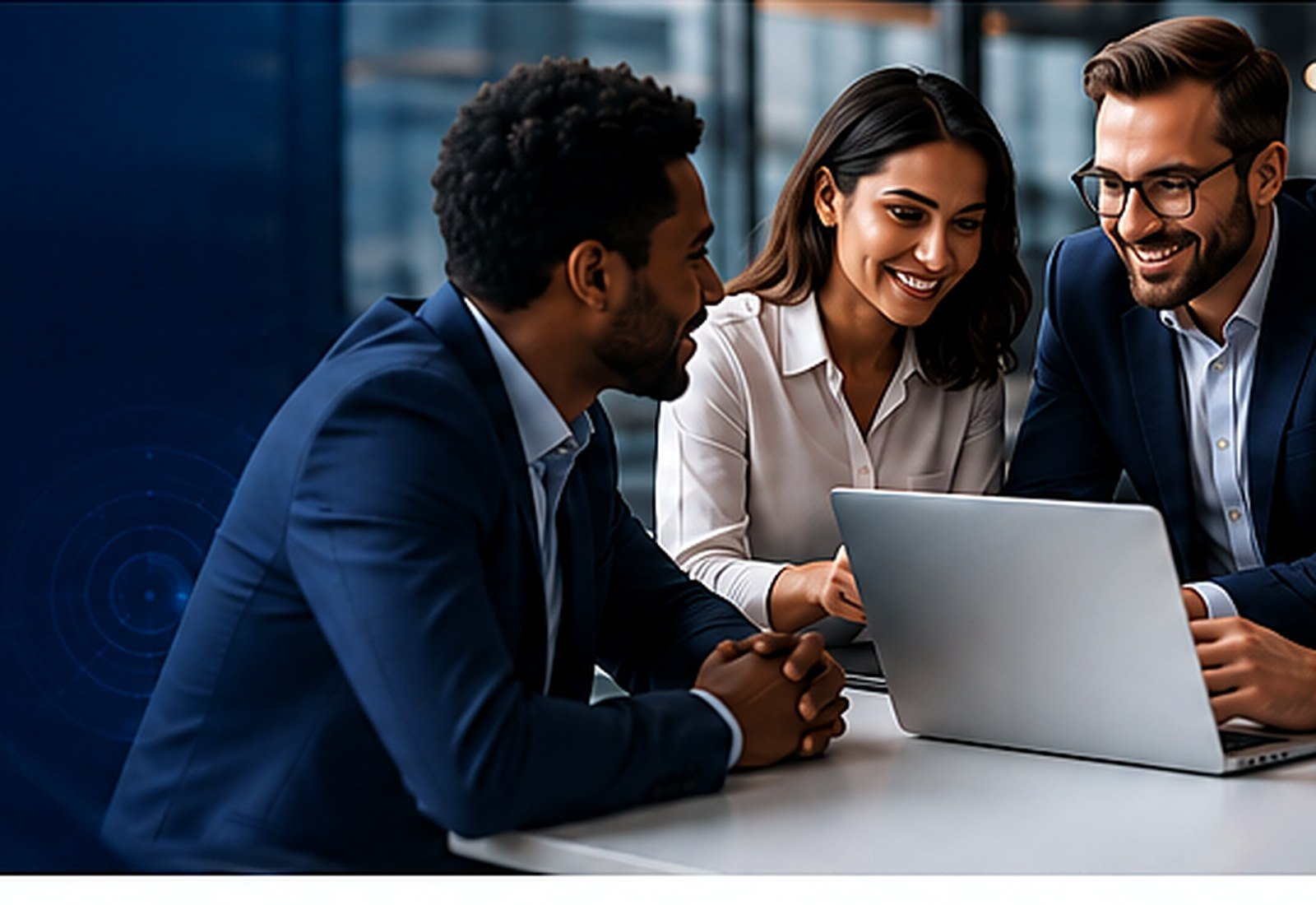 AI-generated illustration of a team discussing a technology project.